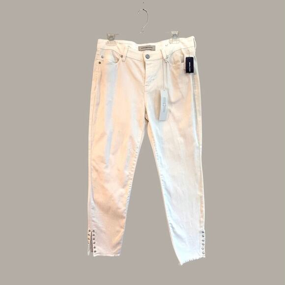 Liverpool White Denim Maya Crop Size 4 / 27 NWT Fray Split Hem Grommet - Picture 1 of 14